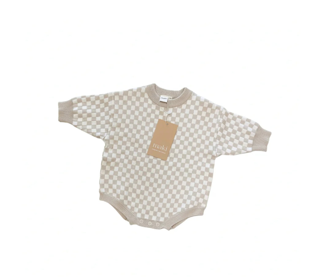 Maki Knit Romper - checkerboard