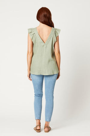 Nala Sage frill linen top