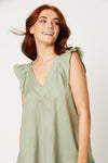 Nala Sage frill linen top